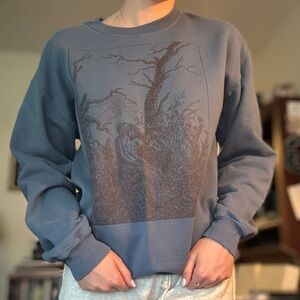 Fall Graphic Crewneck Sweater in Blue
